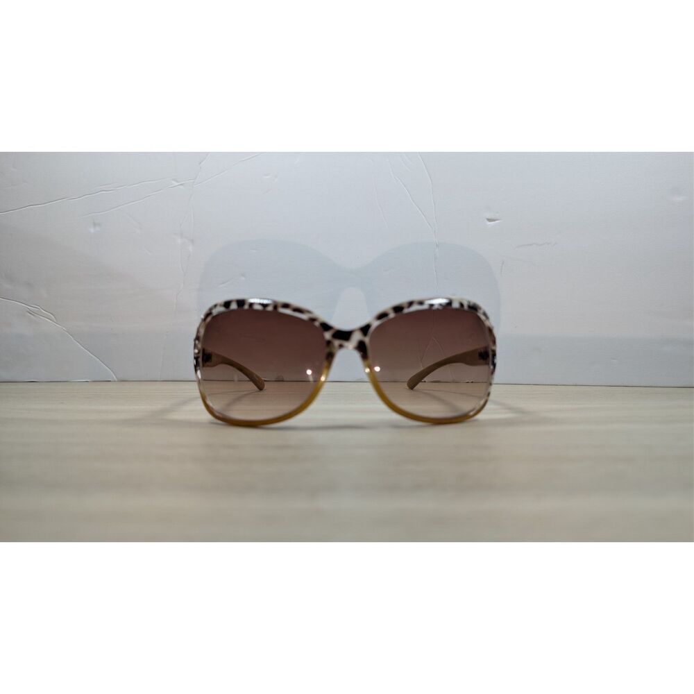 Oversized Leopard Print Glam Sunglasses Brown Gradient Lens